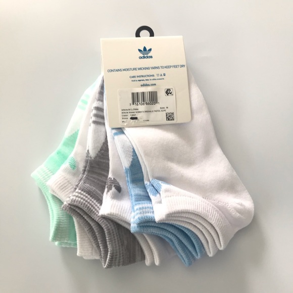 Adidas women’s no show socks 6 pack size 5-10 white blue green gray - Picture 2 of 2